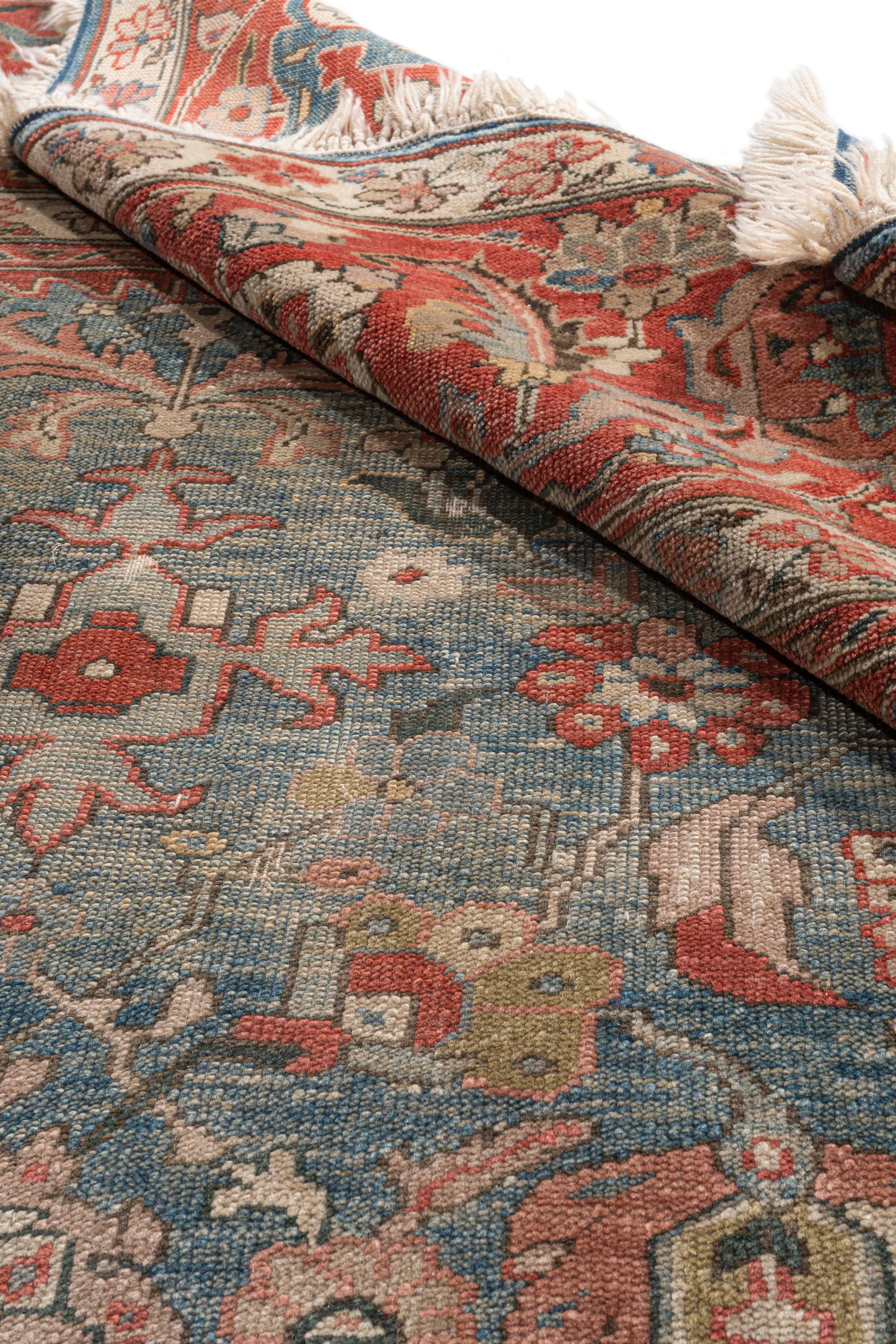 Vintage Blue Lightly Distressed Persian Sultanabad Rugs tessuto a mano in vendita 6