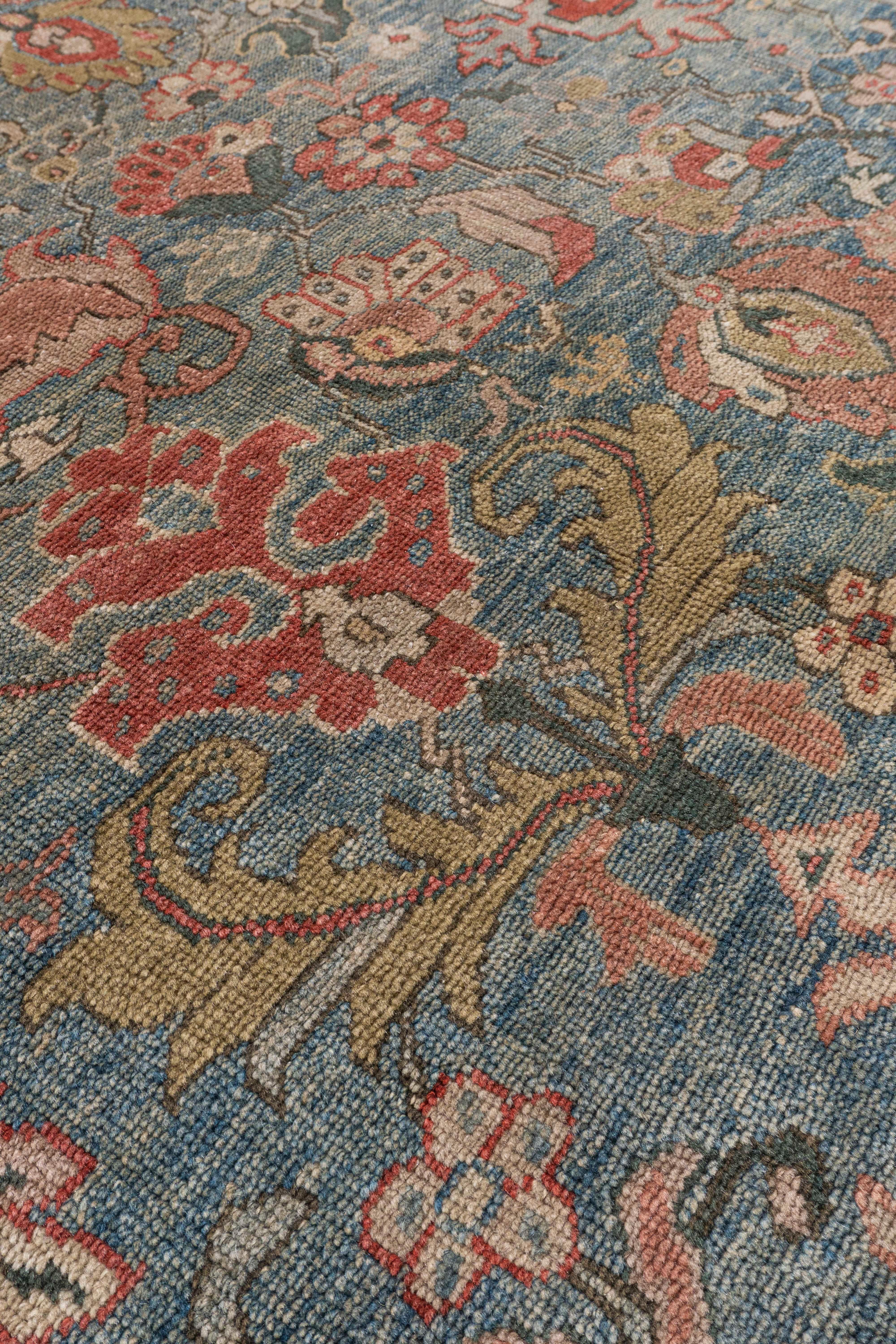 Vintage Blue Lightly Distressed Persian Sultanabad Rugs tessuto a mano in vendita 10