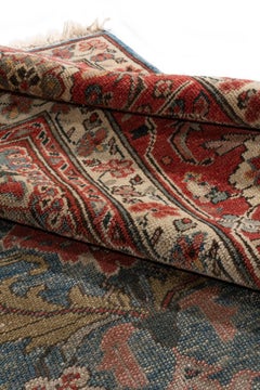 Vintage Blue Lightly Distressed Persian Sultanabad Hand Woven Rug