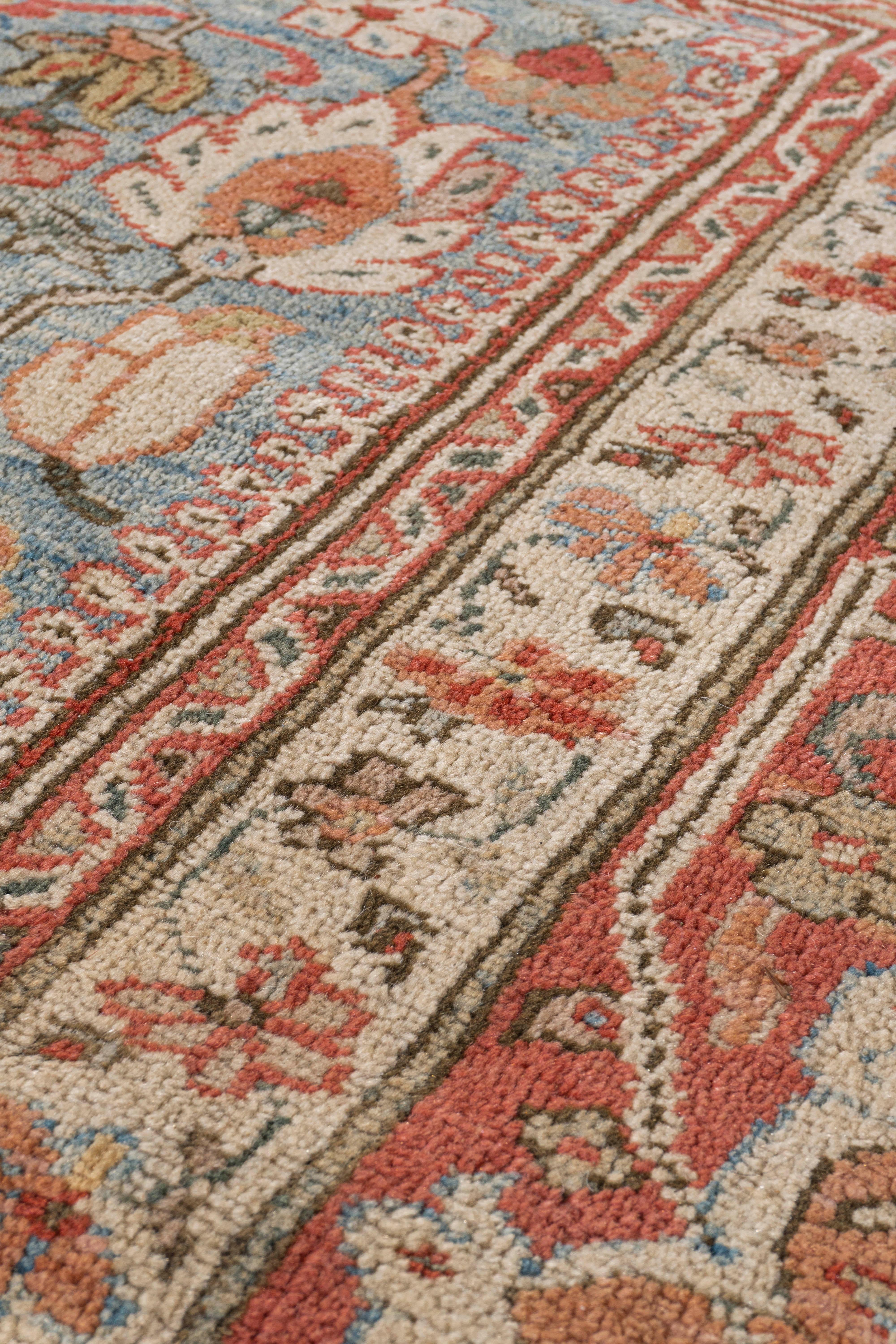 XX secolo Vintage Blue Lightly Distressed Persian Sultanabad Rugs tessuto a mano in vendita