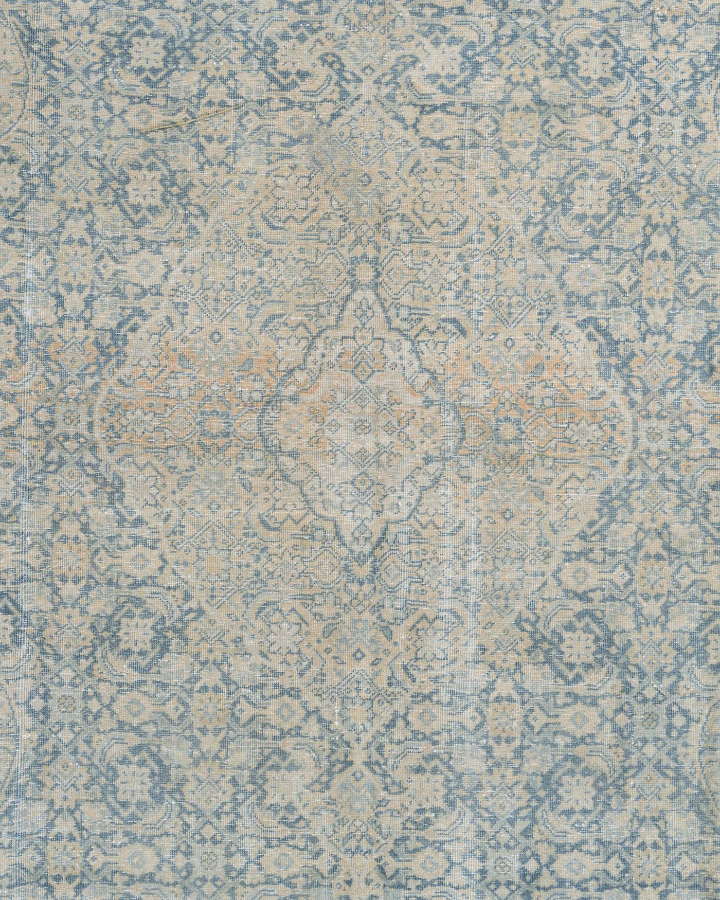 7'7 x 10'8. From Tabriz in Persia this is a classic vintage piece that will enhance any room setting. A distressed carpet is not an abused one, but one that has been artfully recreated to follow current decorating style trends. The term distressed