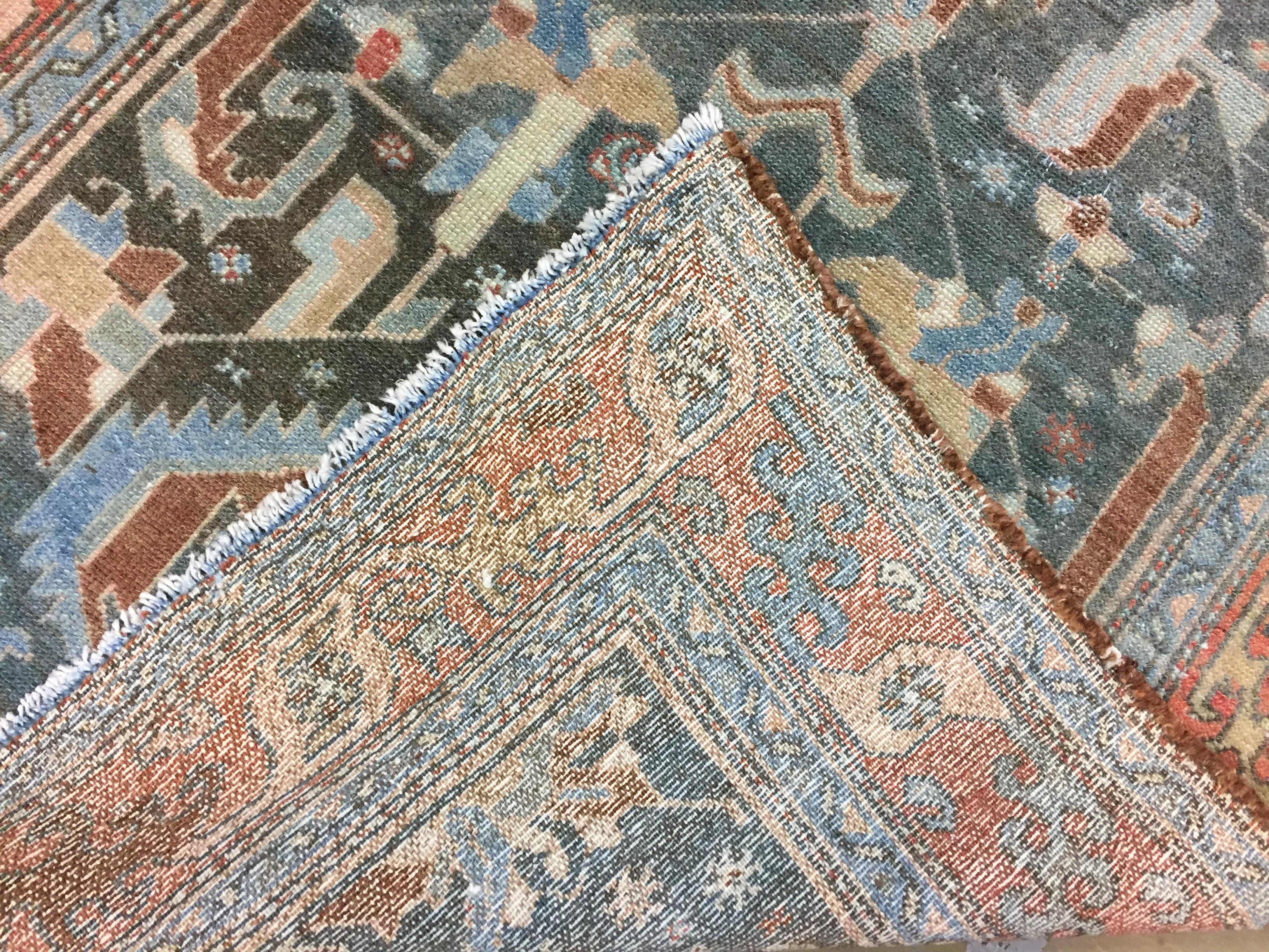 Vintage Blau Malayer Läufer, 3'3 x 12'10 (Handgewebt) im Angebot