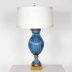 Vintage Blue Marbro Lamp, c. 1960