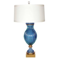 Vintage Blue Marbro Lamp, c. 1960