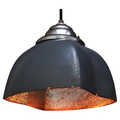 Vintage Blue Mercury Mirror Glass Pendant Light