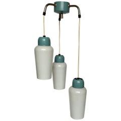 Vintage Blue Metal and Glass Pendant Lighting, 1970s
