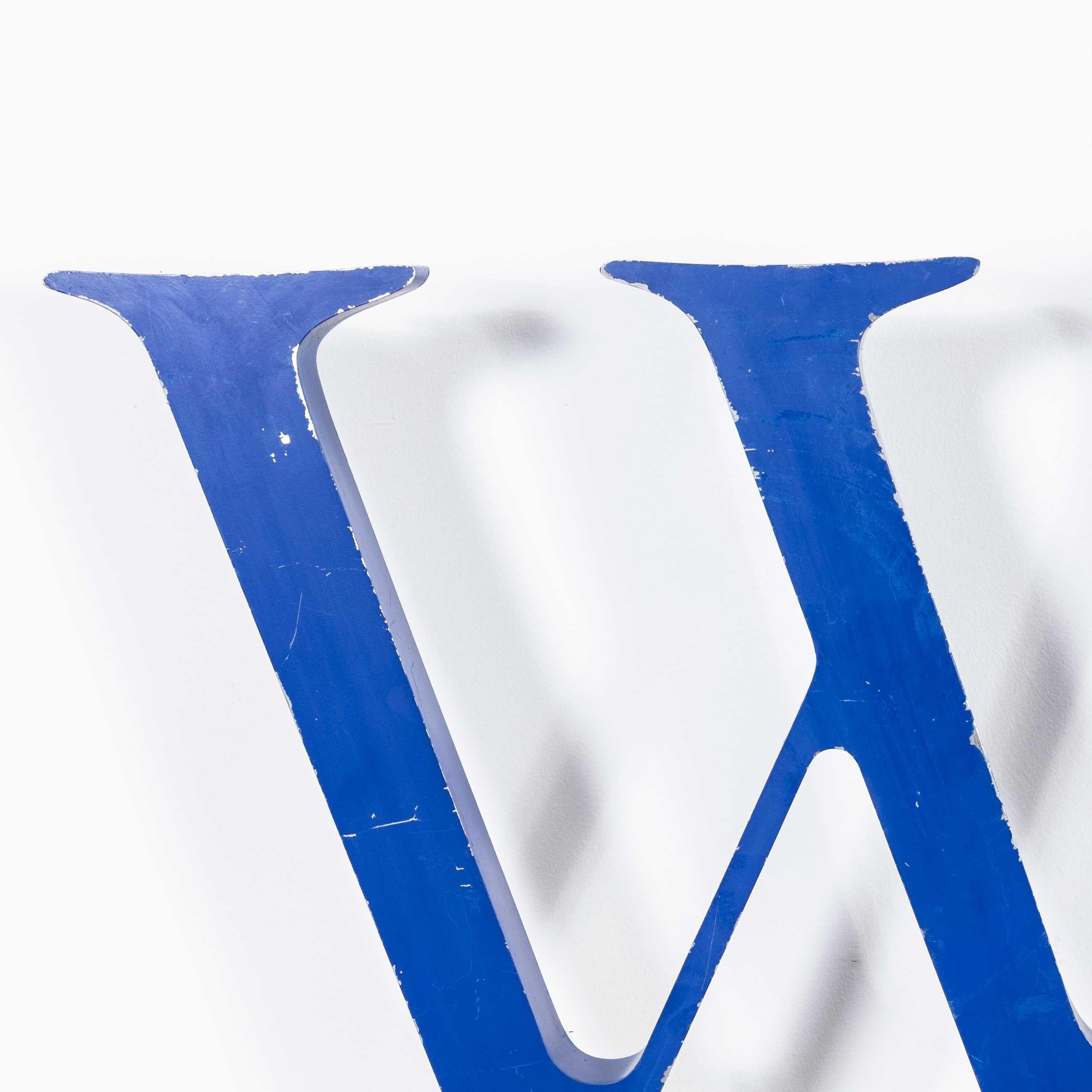 Vintage Blue Metal Letter – Large W
Vintage Blue Metal Letter -W. Good sized metal signage letter with faded original blue paint. Size 5x53x68 – D/H/W all cm.

WORKSHOP REPORT
Our workshop team inspect every product and carry out any needed repairs