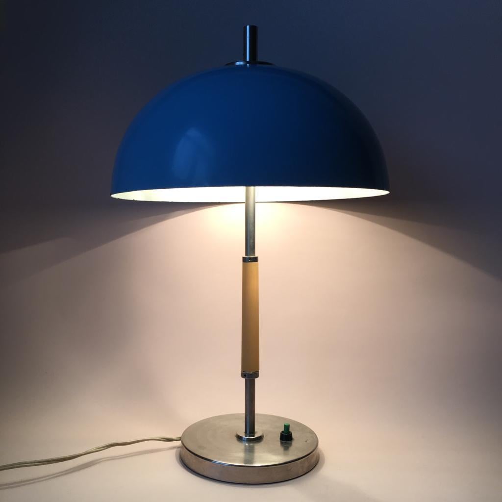 Painted Vintage Blue Metal Table Lamp, 1970s