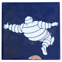 Mattonella di ceramica blu Michelin Man, vintage, 1960 circa