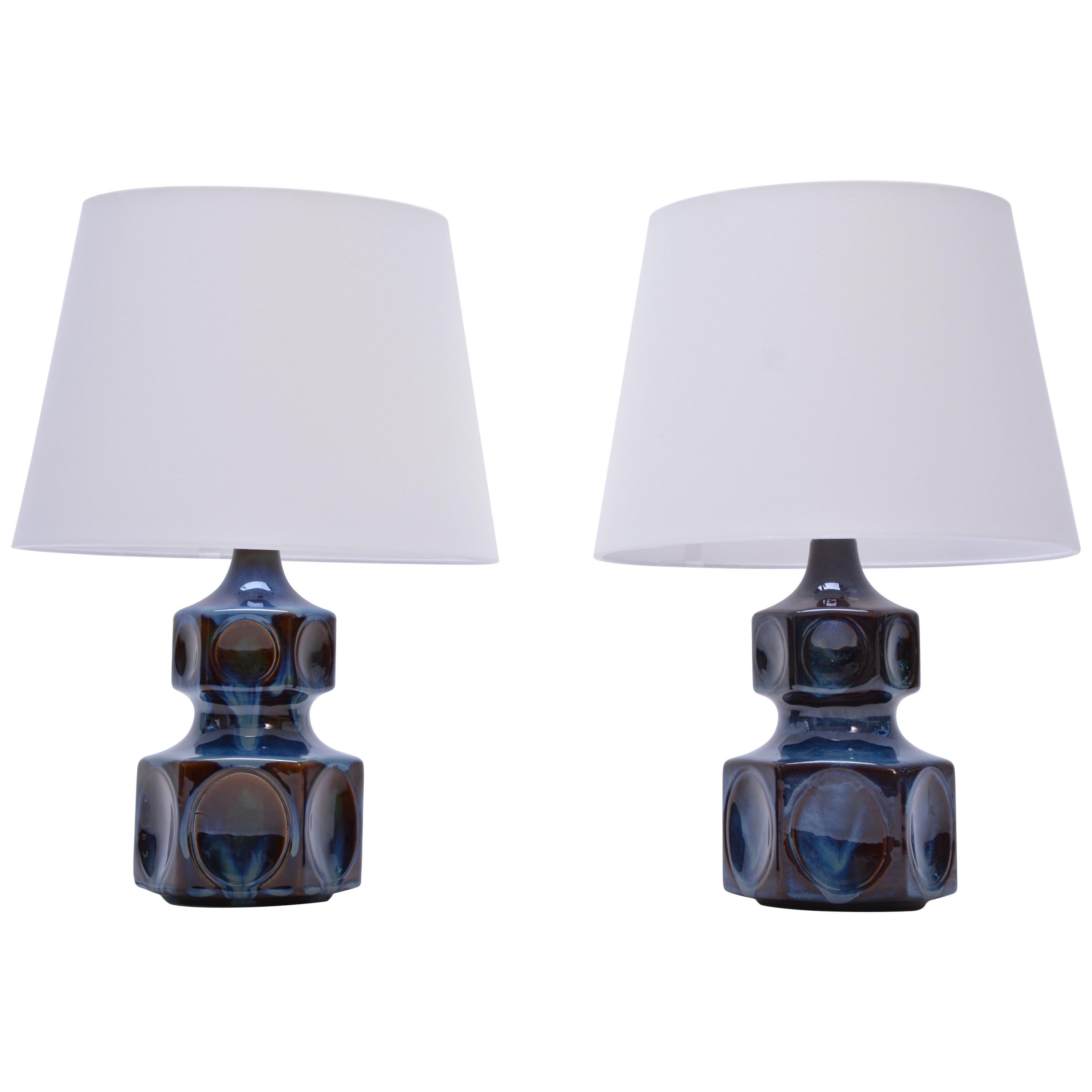 Vintage Blue Model 1062 Table Lamps from Søholm, 1970s, Set of 2