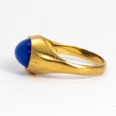Vintage Blue Moonstone and 9 Carat Gold Signet Ring