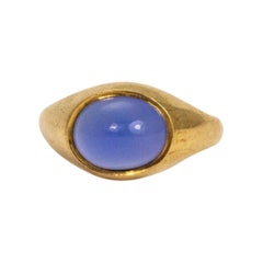 Vintage Blue Moonstone and 9 Carat Gold Signet Ring