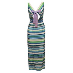 Vintage Blue & Multicolor Jean Varon Striped Sleeveless Dress