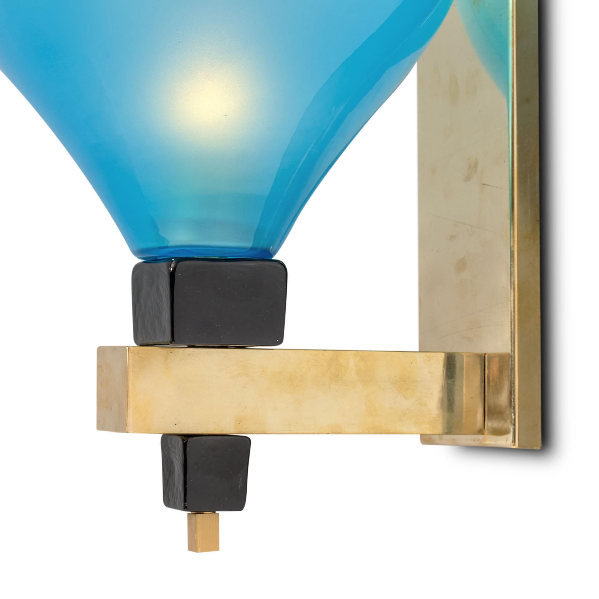 Late 20th Century Vintage Blue Murano Cup Sconces