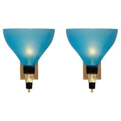 Vintage Blue Murano Cup Sconces