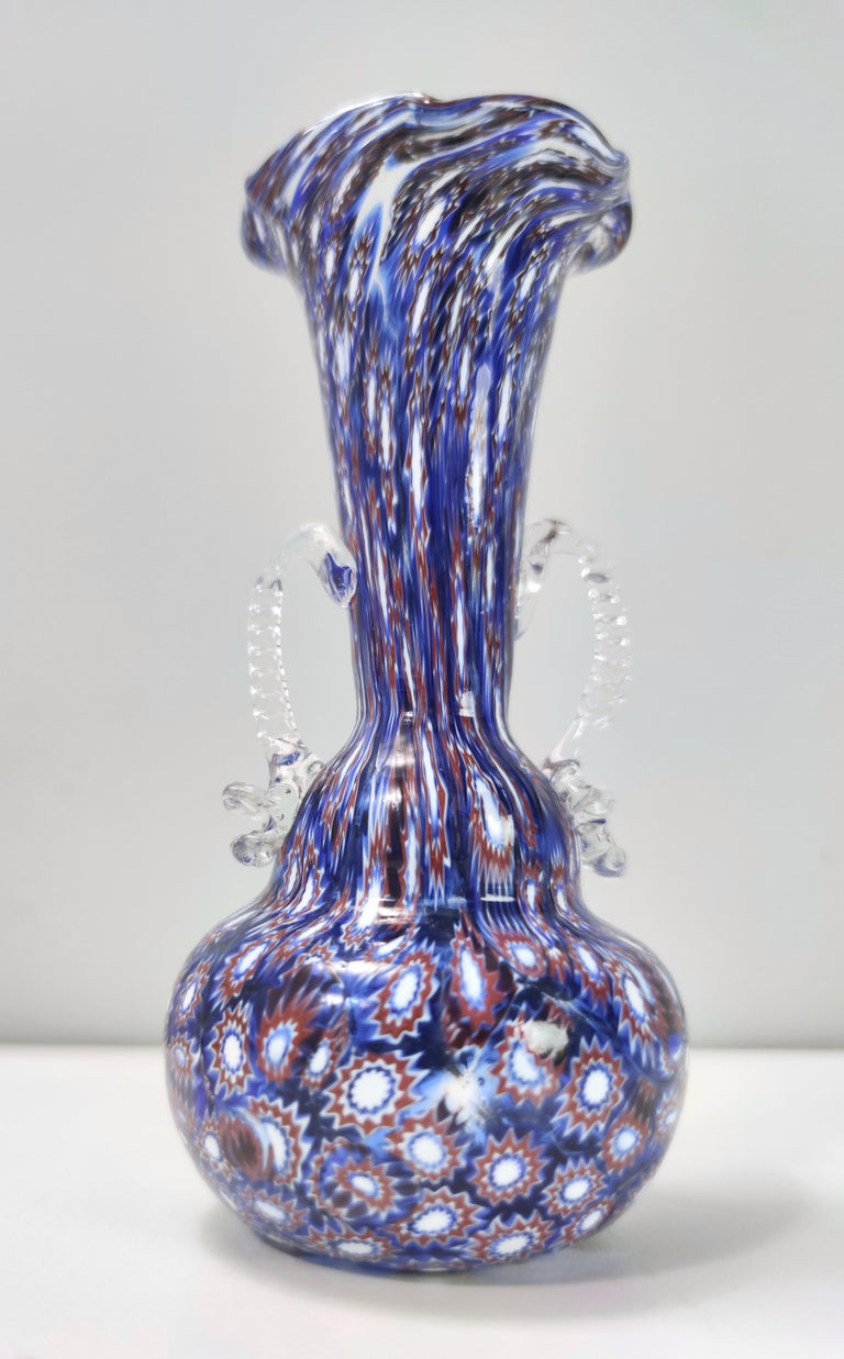 Vintage Blue Murano Glass Vase Ascribable to Fratelli Toso with