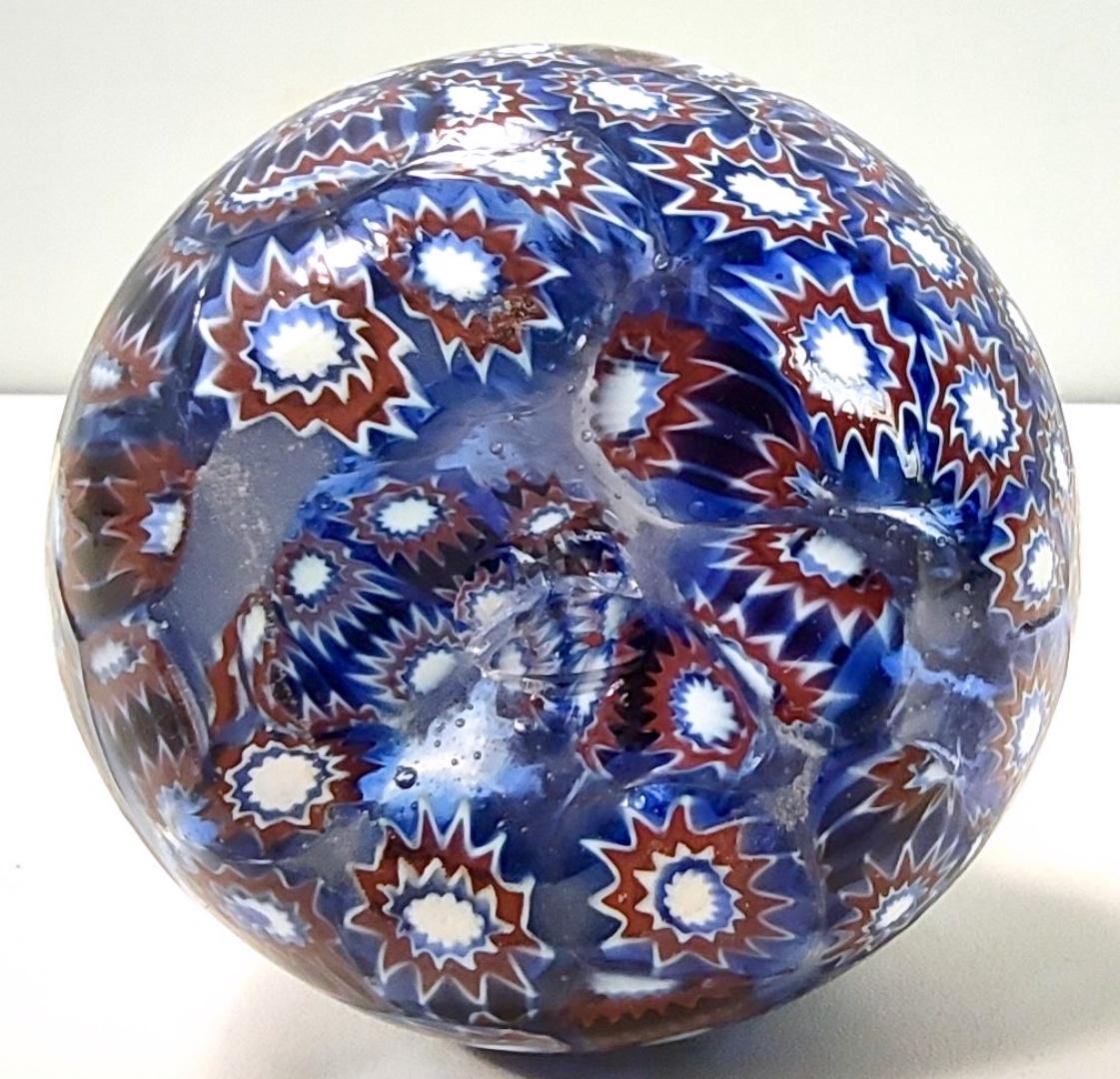 Vintage Blue Murano Glass Vase Ascribable to Fratelli Toso with Murrines, Italy For Sale 9