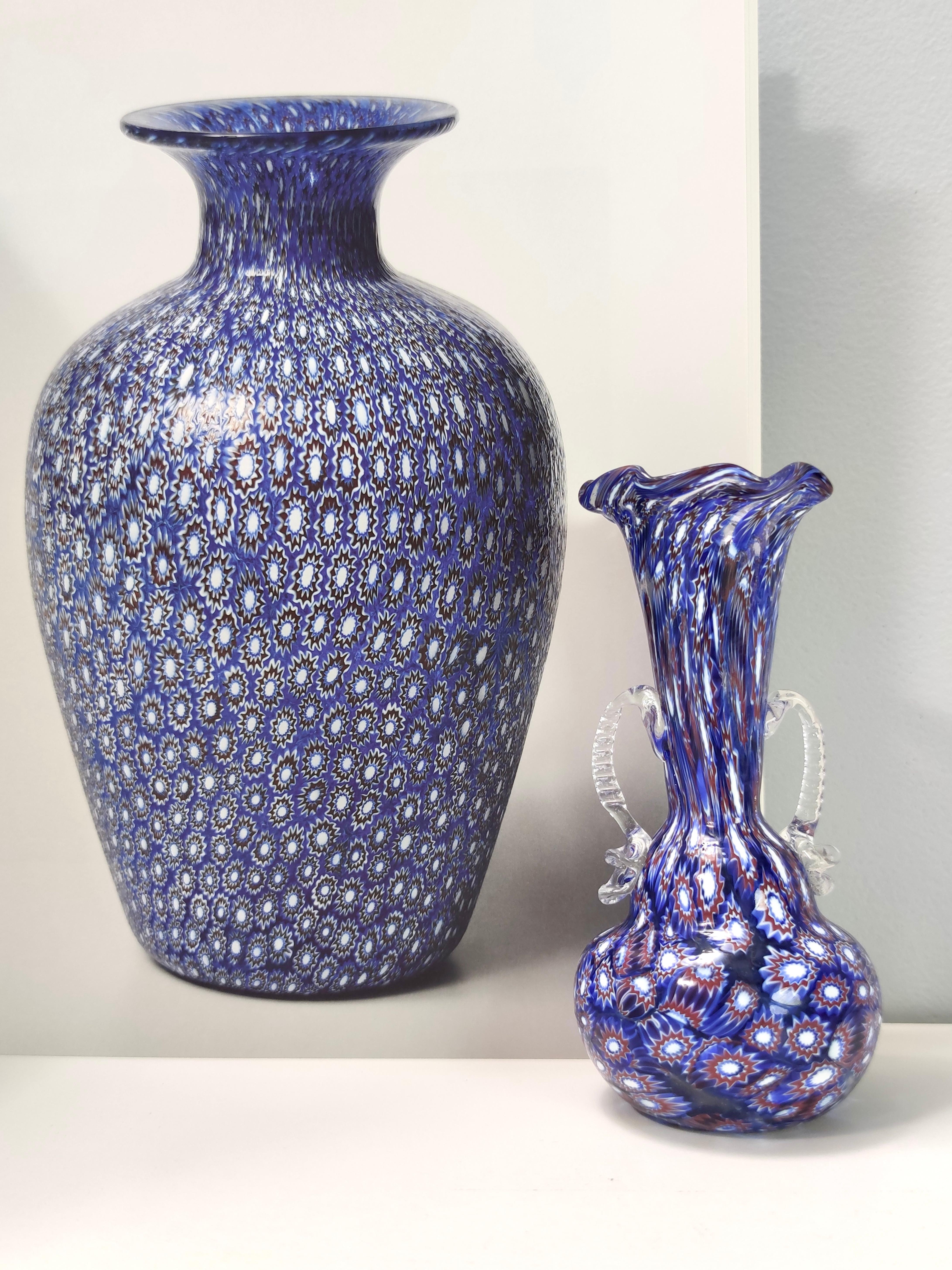 Vase vintage en verre de Murano inscrit au Fratelli Toso avec murrines, Italie Excellent état - En vente à Bresso, Lombardy