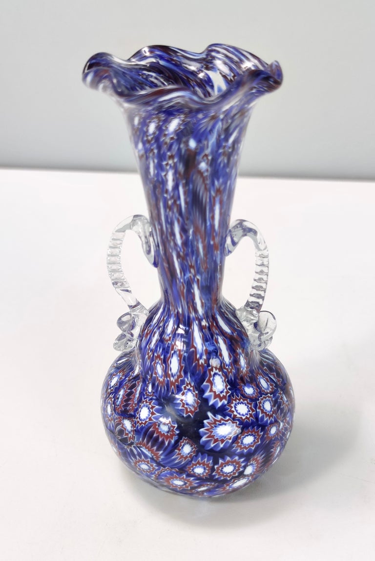 Vintage Blue Murano Glass Vase Ascribable to Fratelli Toso with