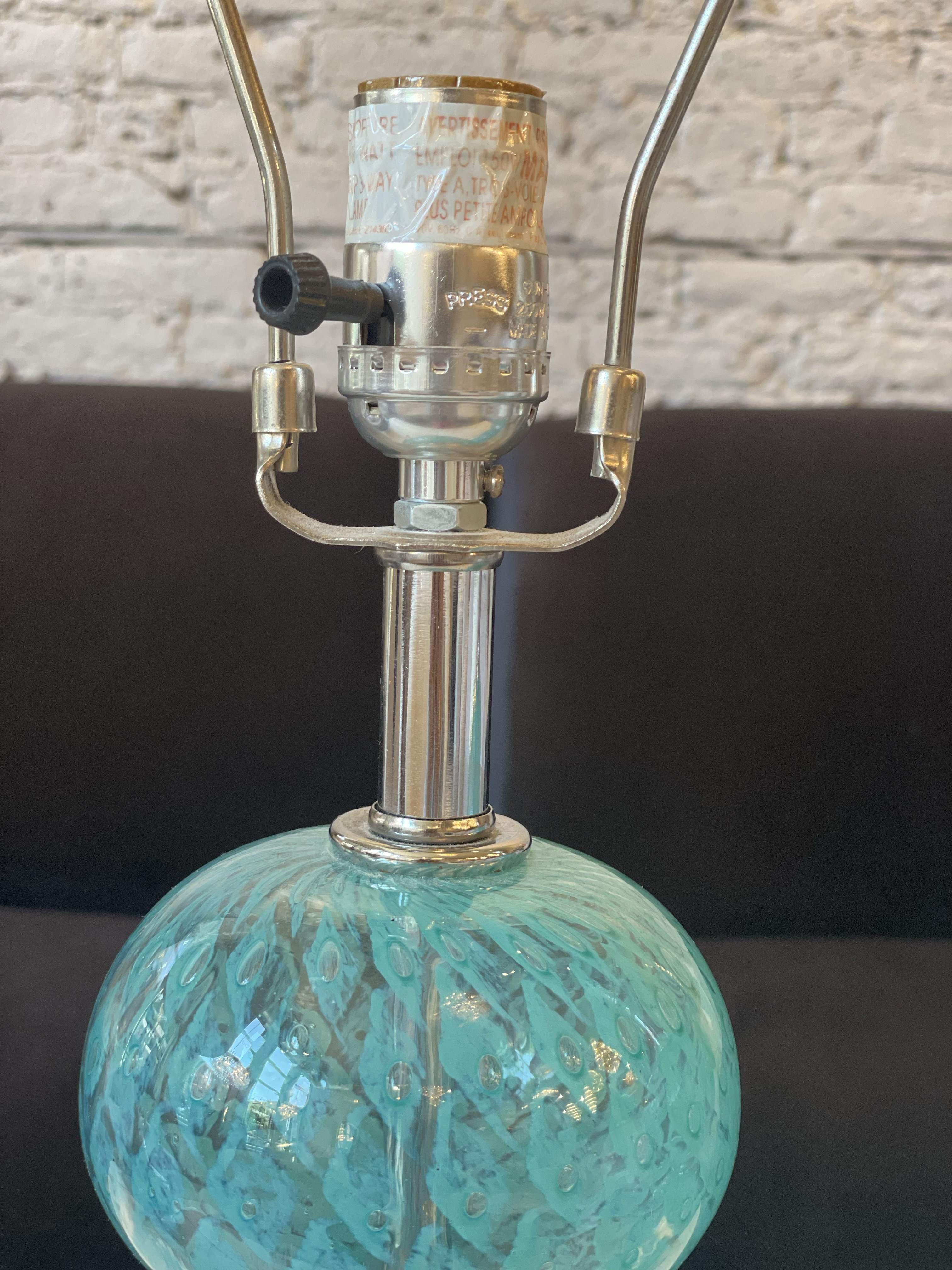 Mid-Century Modern Vintage Blue Murano Lamps - a Pair For Sale