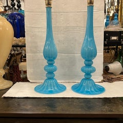 Vintage Blue Murano Lamps