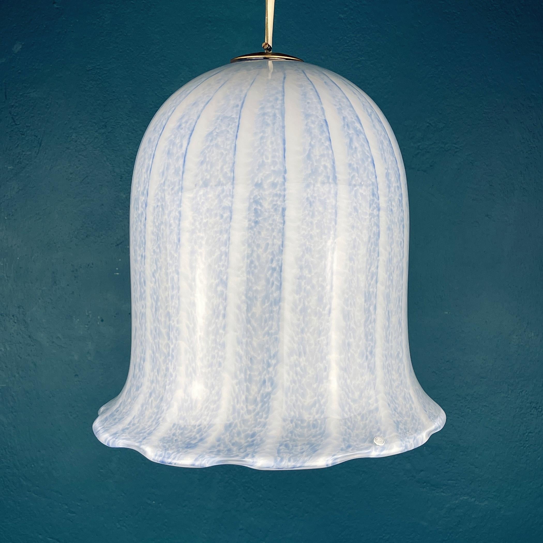 The beautiful vintage blue murano pendant lamp by manufacture 