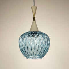 Vintage blue Murano pendant lamp by Stilnovo, Italy 1950s