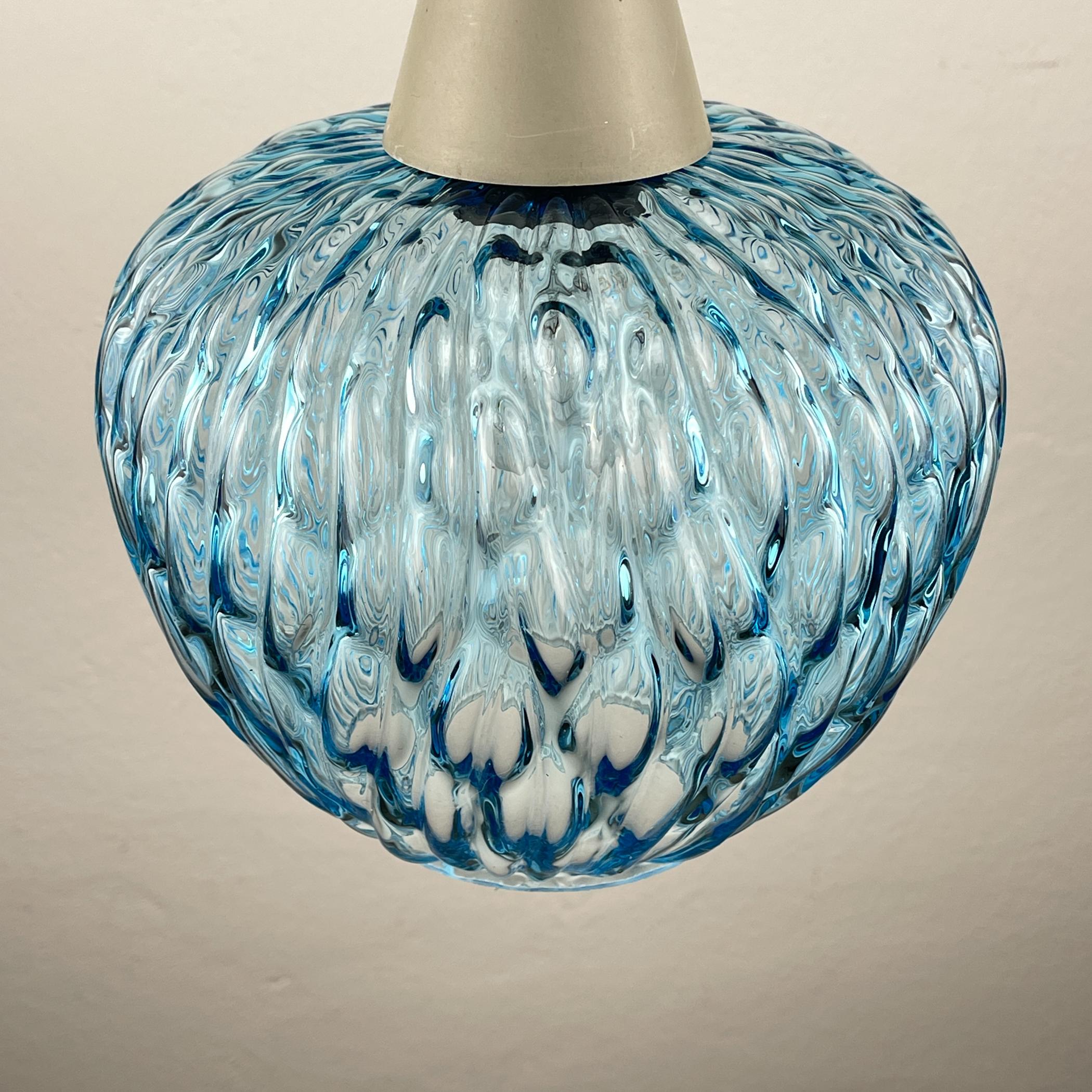 Lámpara colgante vintage azul de Murano de Stilnovo, Italia Años 50 siglo XX en venta