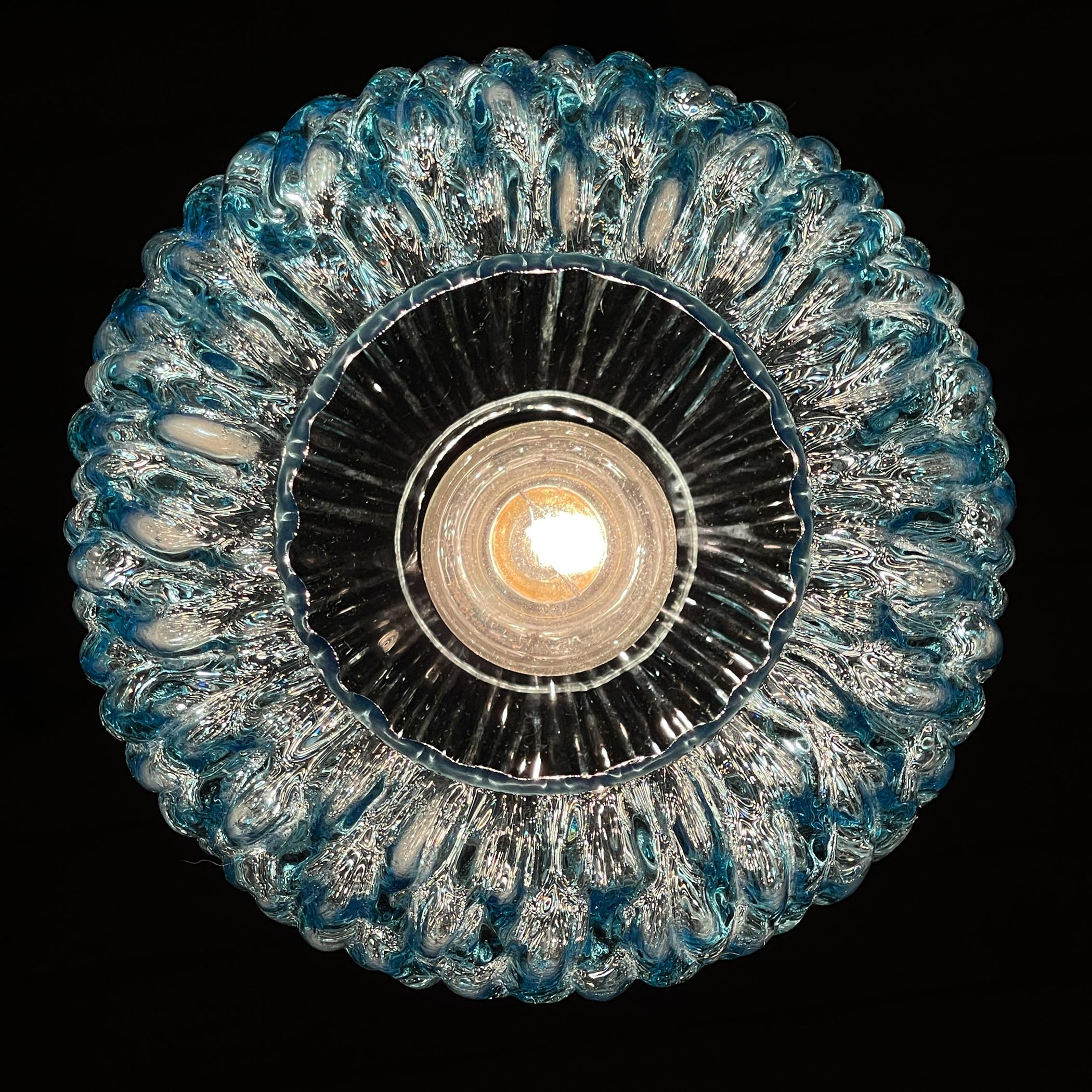 Lámpara colgante vintage azul de Murano de Stilnovo, Italia Años 50 en venta 1
