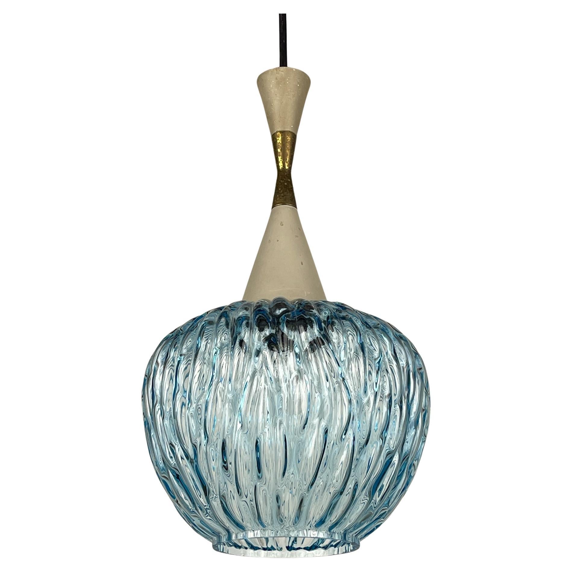 Vintage blue Murano pendant lamp by Stilnovo, Italy 1950s