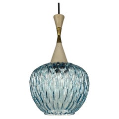 Vintage blue Murano pendant lamp by Stilnovo, Italy 1950s