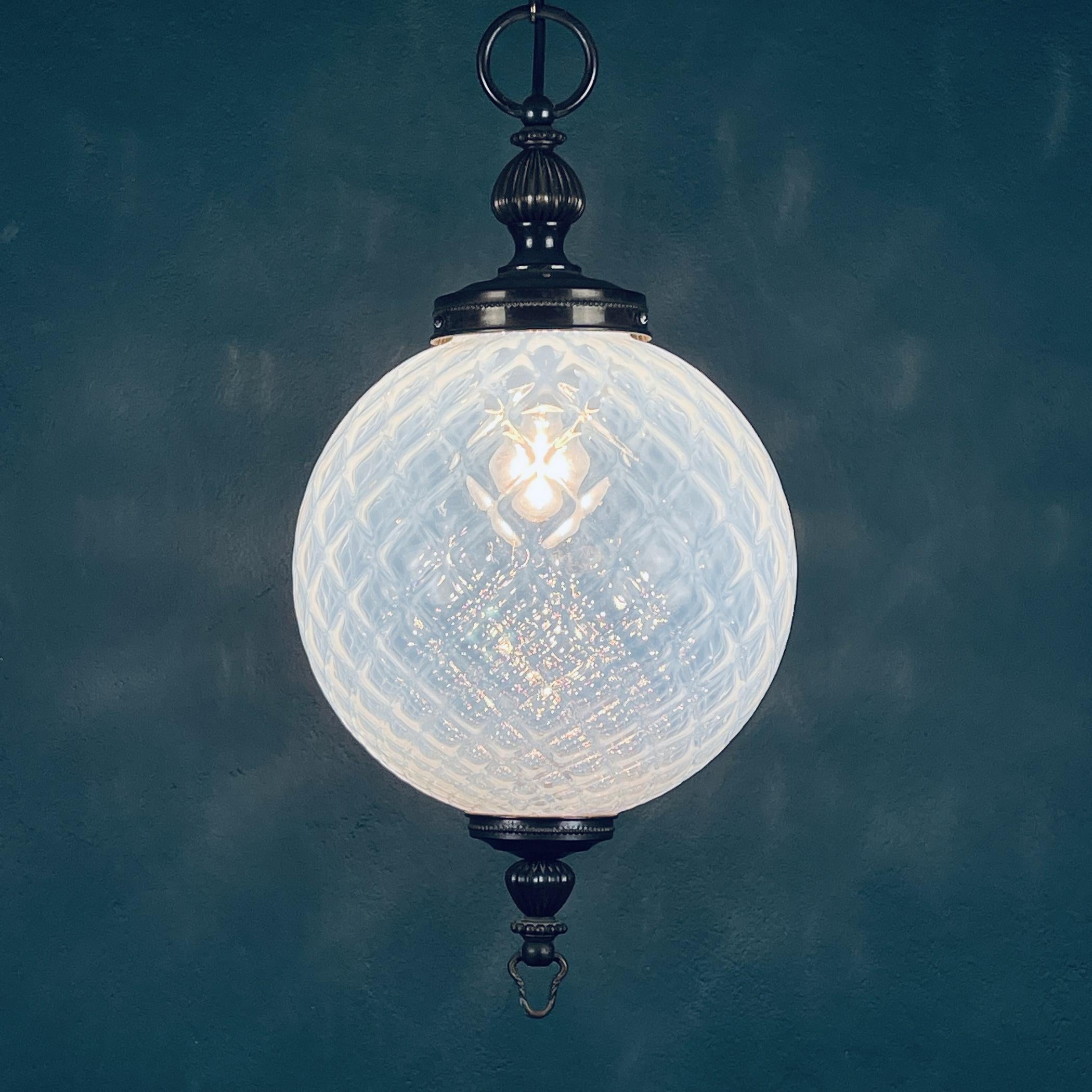 Vintage Blue Murano Sphere Ball Pendant Lamp, Italy, 1970s For Sale 7