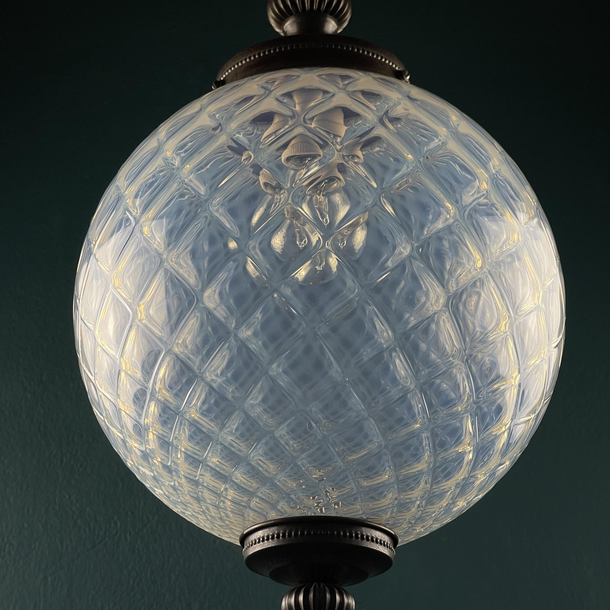 Vintage Blue Murano Sphere Ball Pendant Lamp, Italy, 1970s For Sale 8
