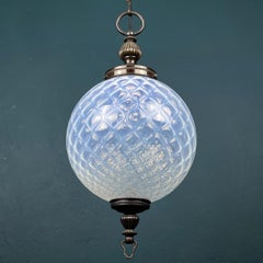 Vintage Blue Murano Sphere Ball Pendant Lamp, Italy, 1970s