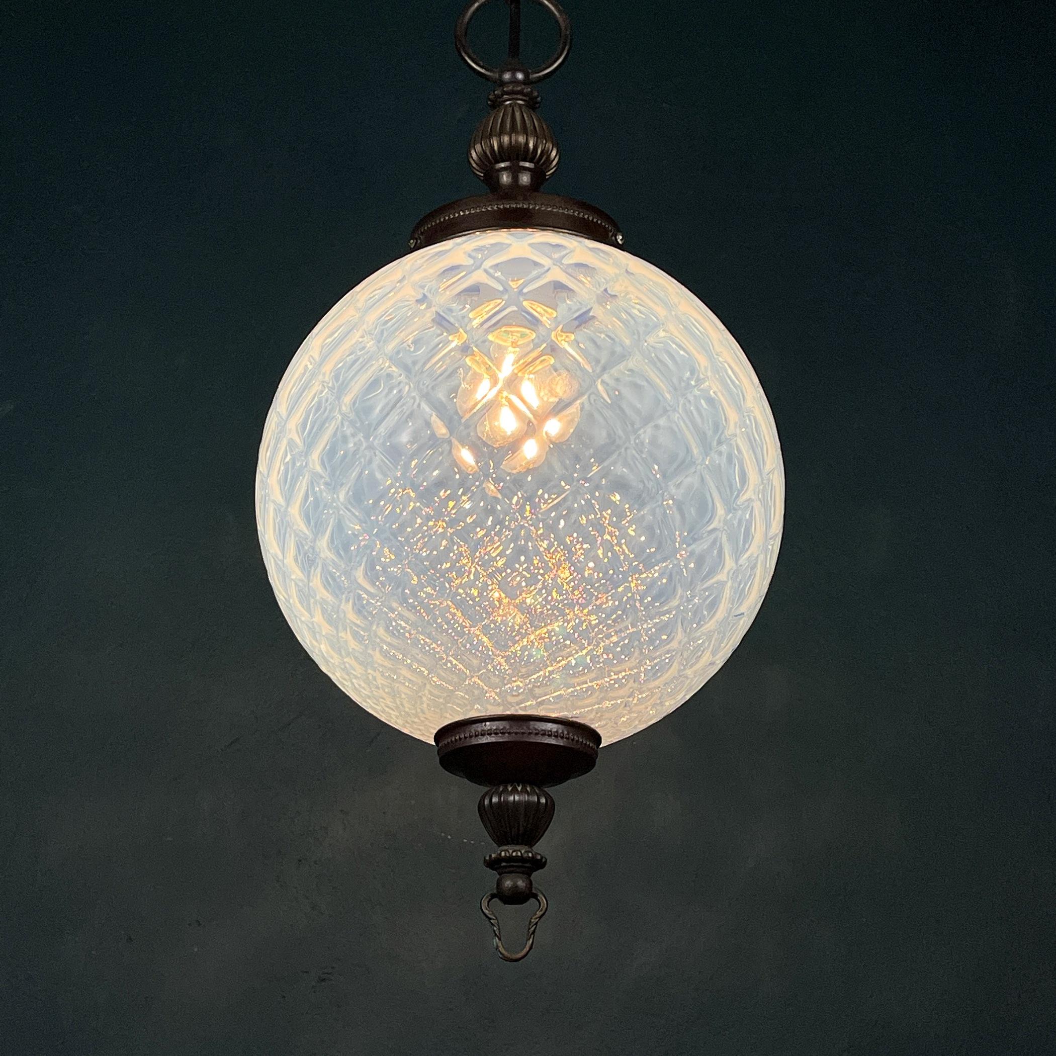 20th Century Vintage Blue Murano Sphere Ball Pendant Lamp, Italy, 1970s For Sale
