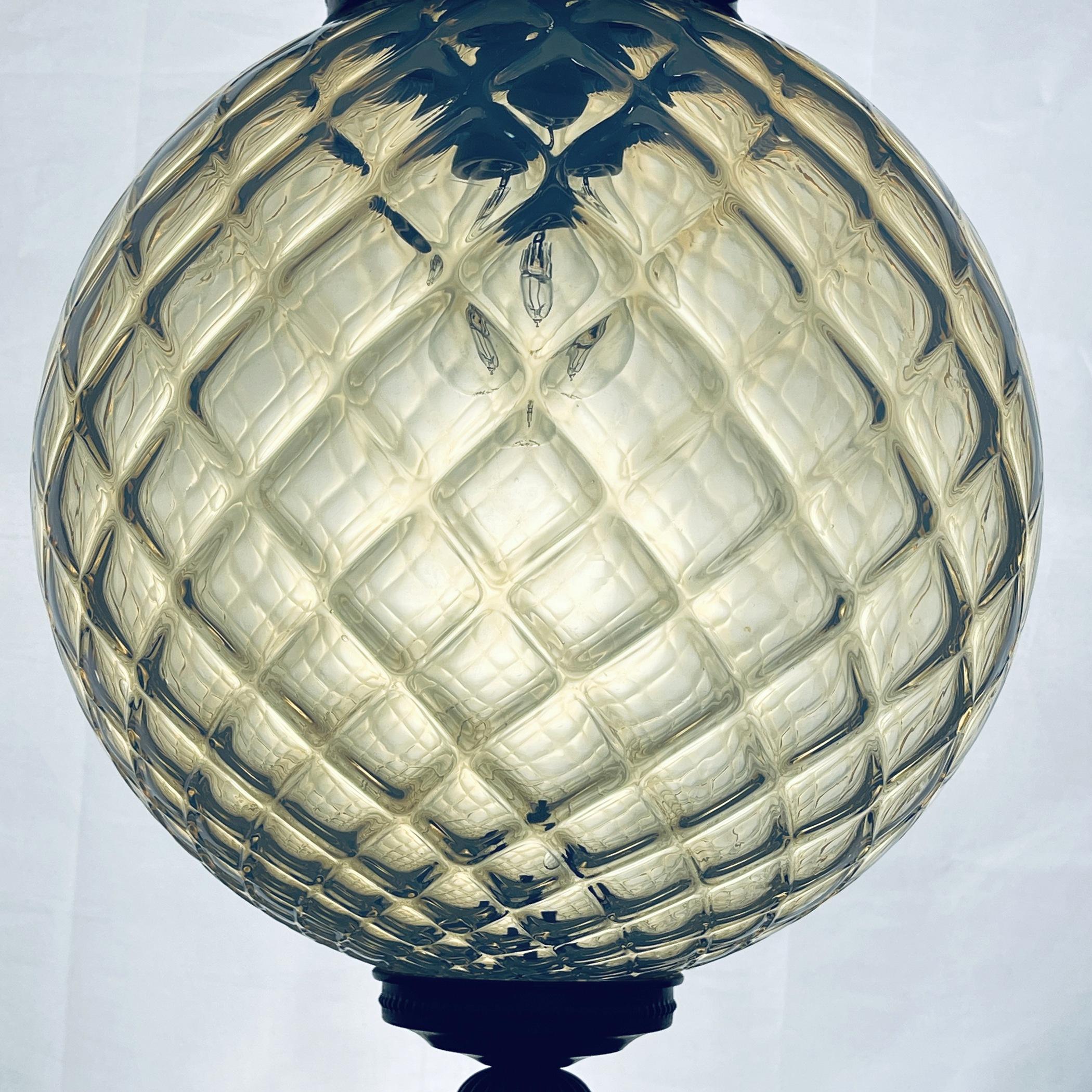 Bronze Vintage Blue Murano Sphere Ball Pendant Lamp, Italy, 1970s For Sale