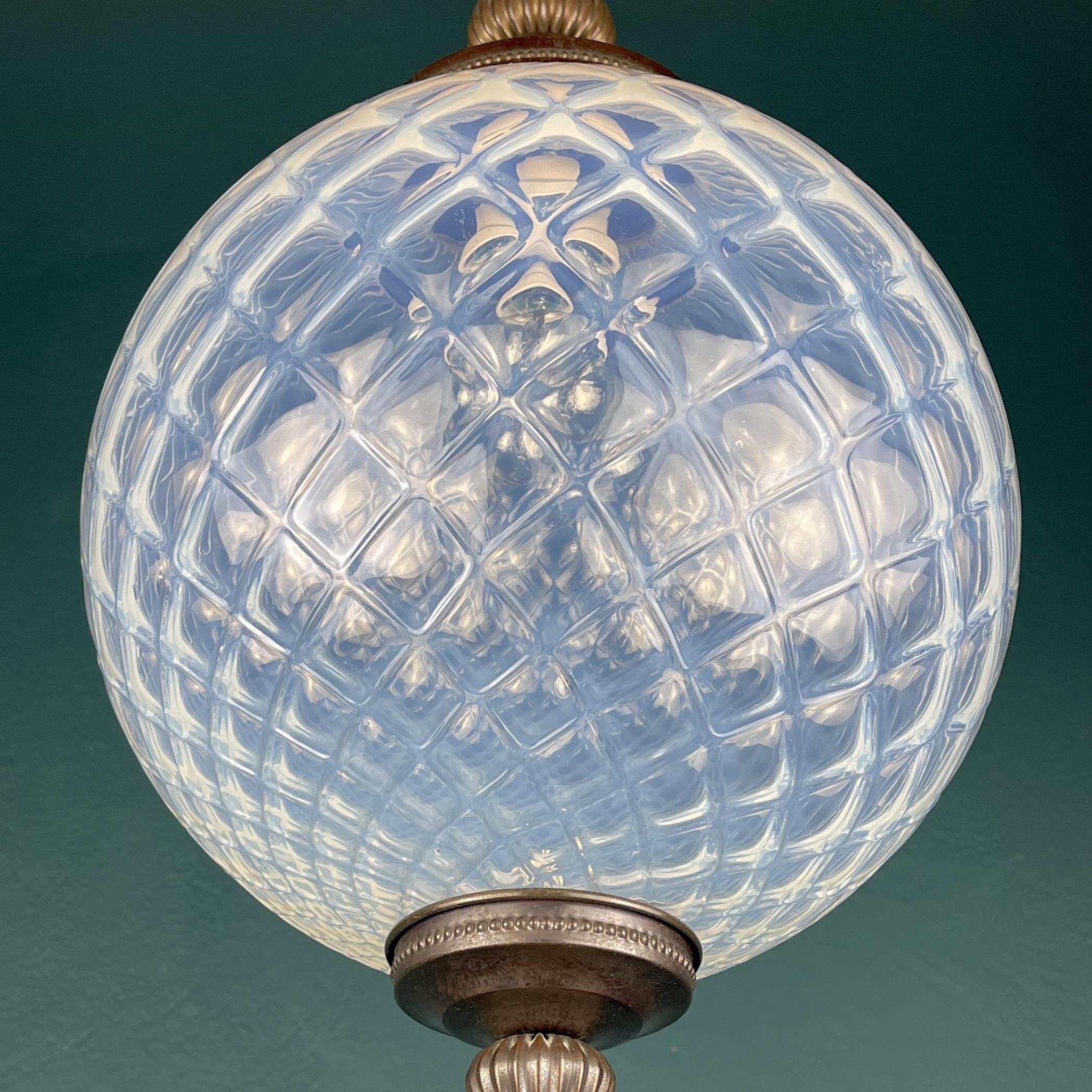 Vintage Blue Murano Sphere Ball Pendant Lamp, Italy, 1970s For Sale 1