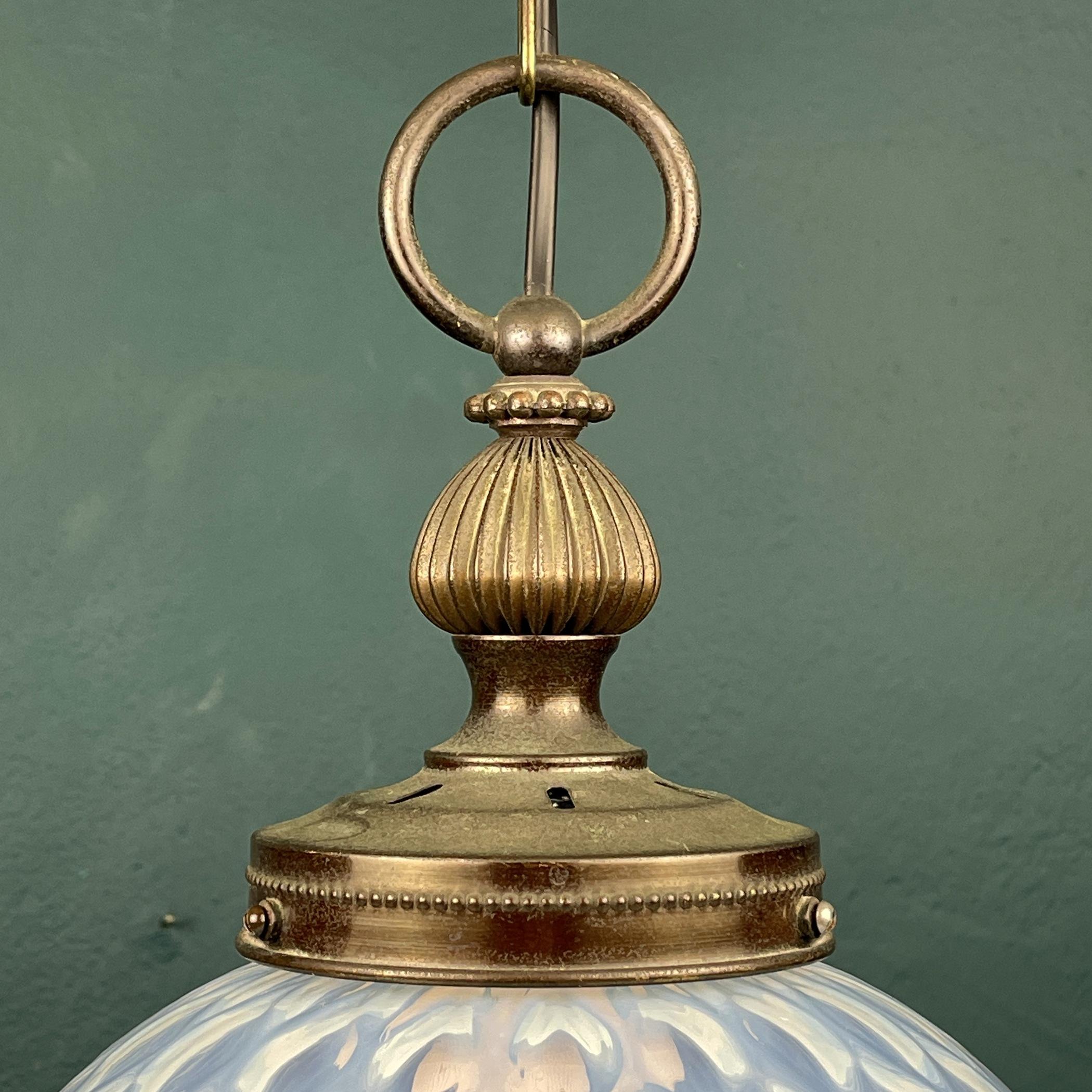 Vintage Blue Murano Sphere Ball Pendant Lamp, Italy, 1970s For Sale 2