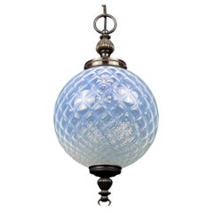 Lampe à suspension sphérique bleue vintage en forme de boule de Murano, Italie, 1970