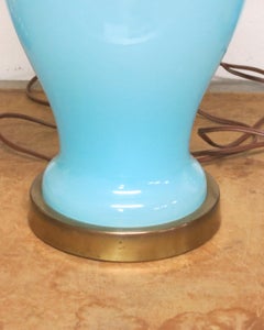 Vintage Blue Opaline Glass Lamp