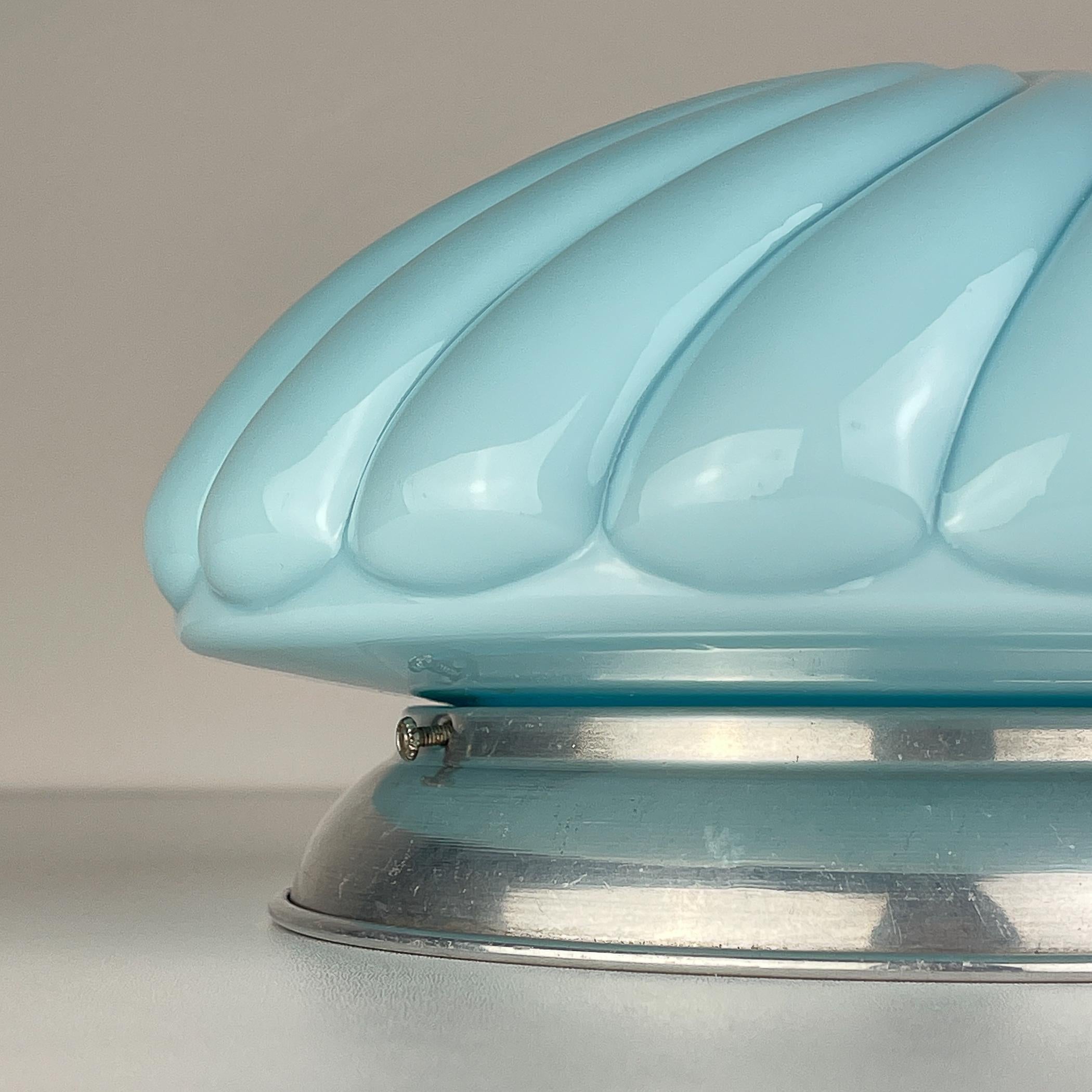 Lampe de table vintage en opaline bleue, Italie 1950s en vente 5