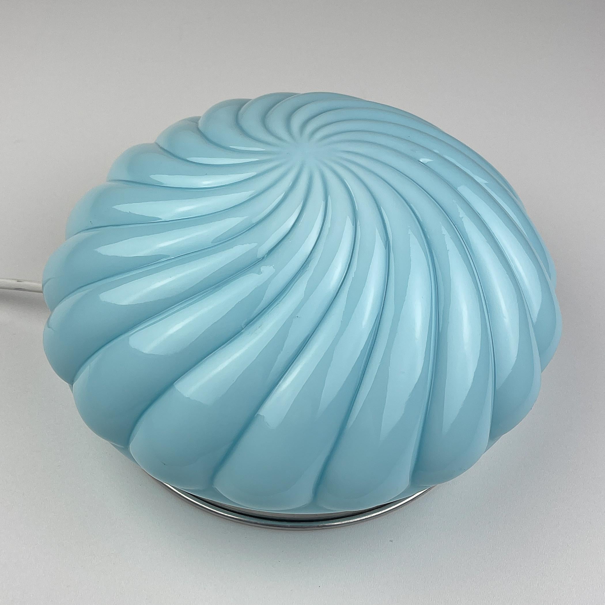 Lampe de table vintage en opaline bleue, Italie 1950s en vente 6