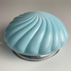 Vintage blue opaline table lamp, Italy 1950s