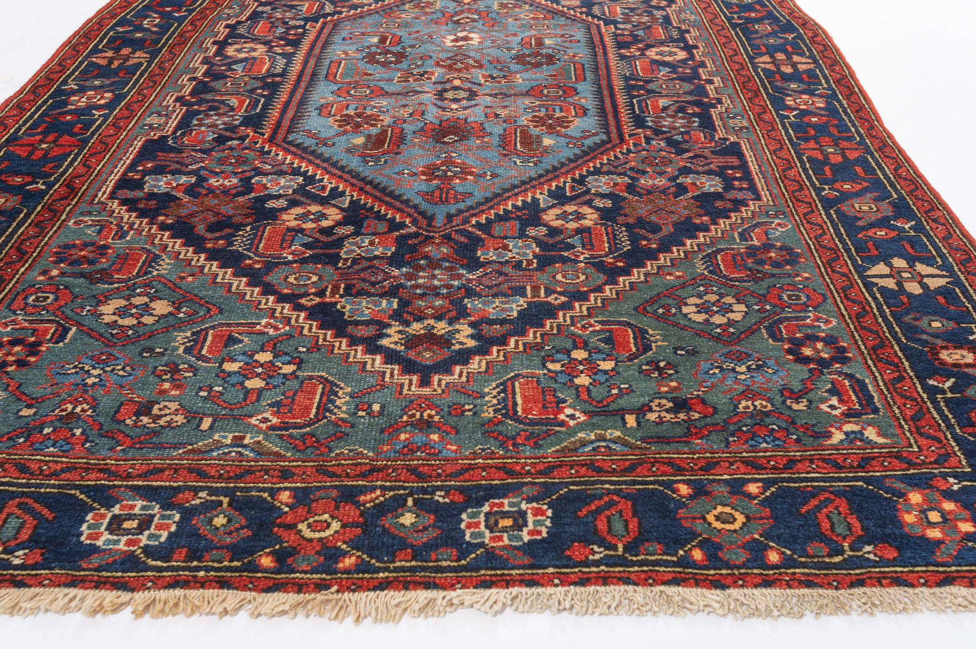 Azerbaijani Vintage Blue Oriental Carpet For Sale