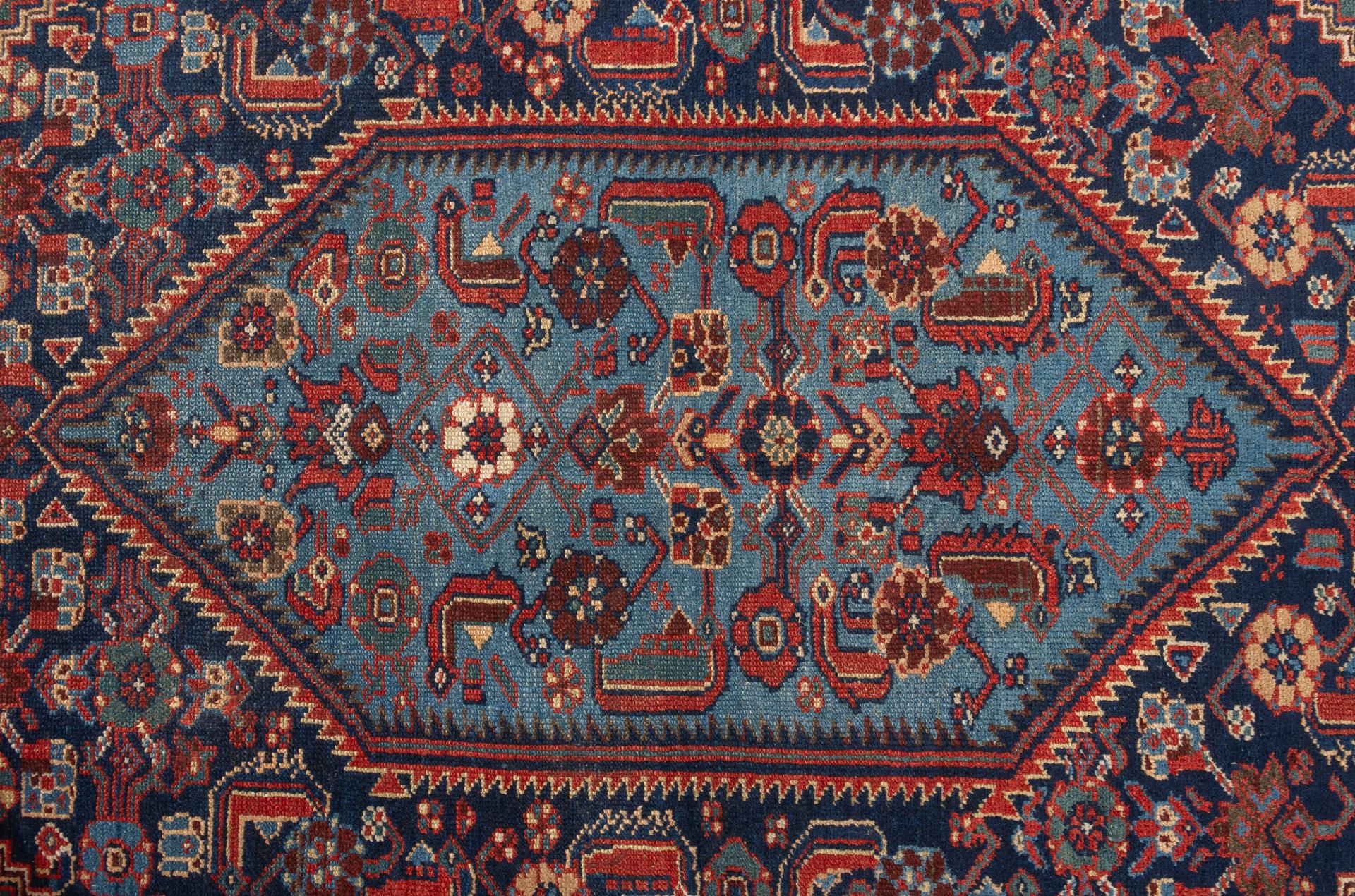 Hand-Knotted Vintage Blue Oriental Carpet For Sale