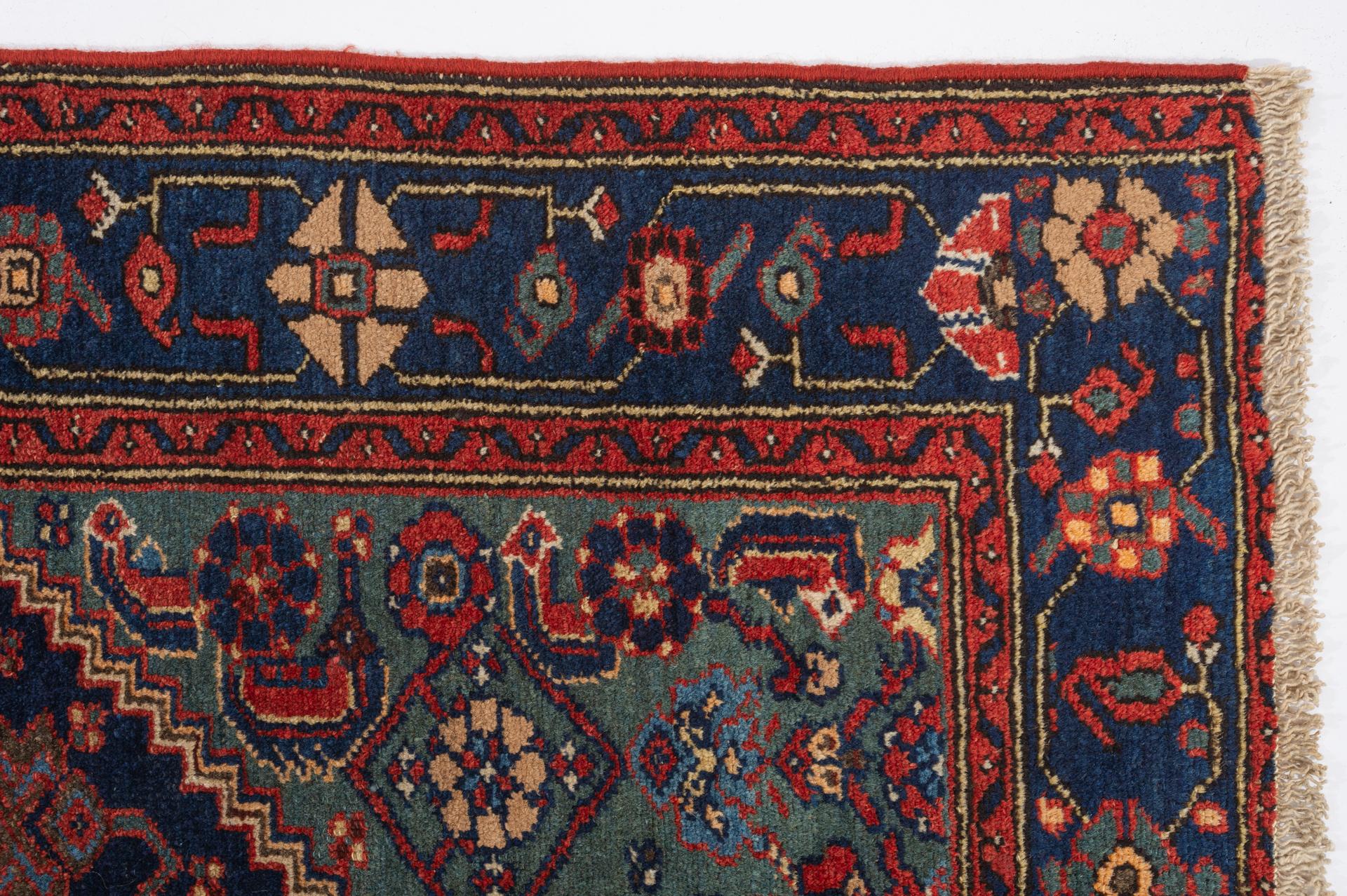 Wool Vintage Blue Oriental Carpet For Sale