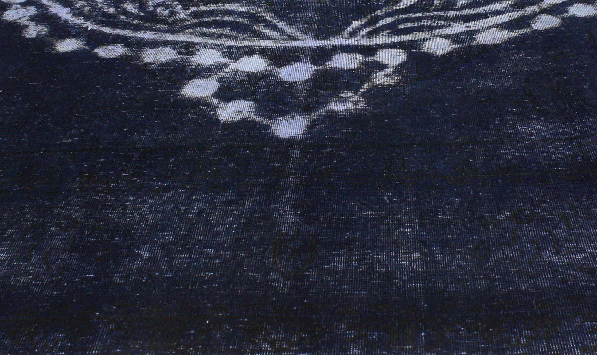 Hand-Knotted Vintage Blue Overdyed Skull Rug Inspired by Alexander McQueen For Sale
