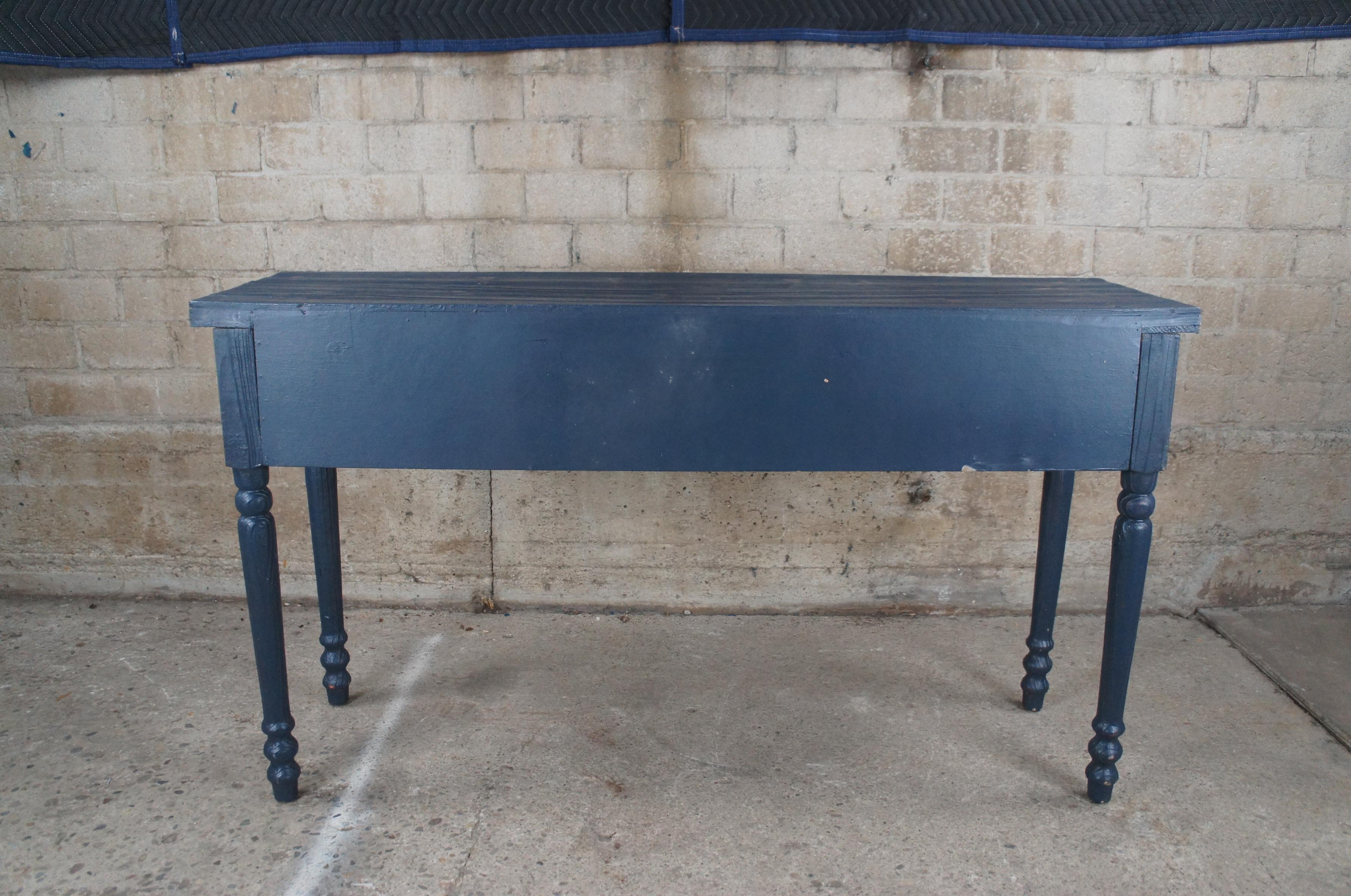 Vintage Blue Painted Pine Farmhouse Sideboard Sofa Table Console Stand 5