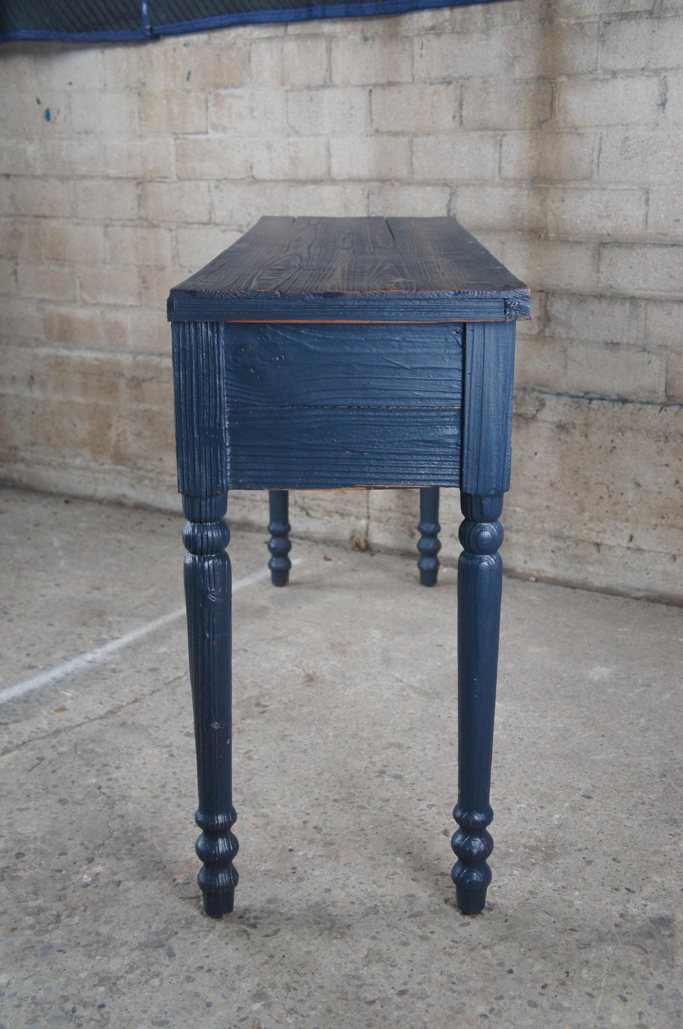 Vintage Blue Painted Pine Farmhouse Sideboard Sofa Table Console Stand 6