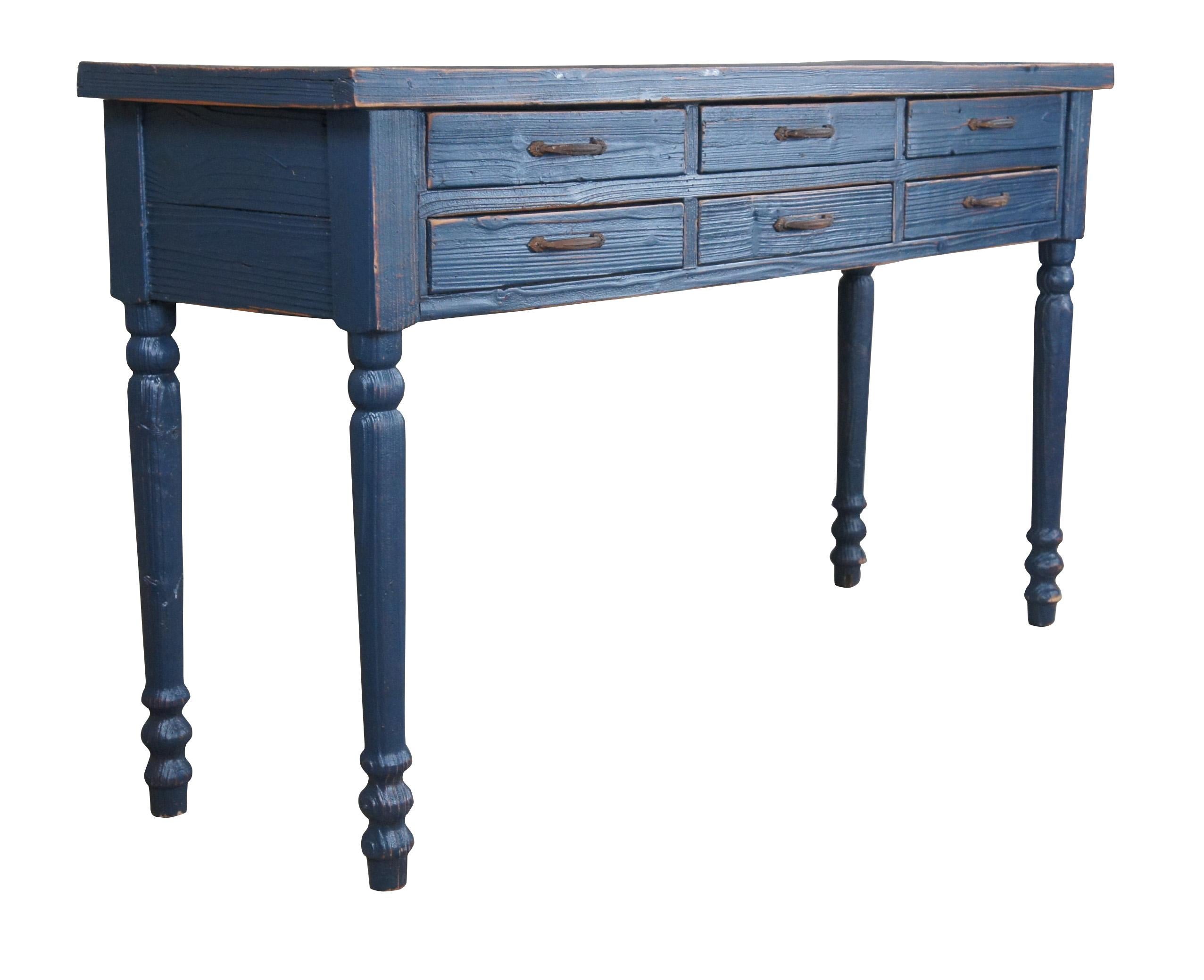 Country Vintage Blue Painted Pine Farmhouse Sideboard Sofa Table Console Stand